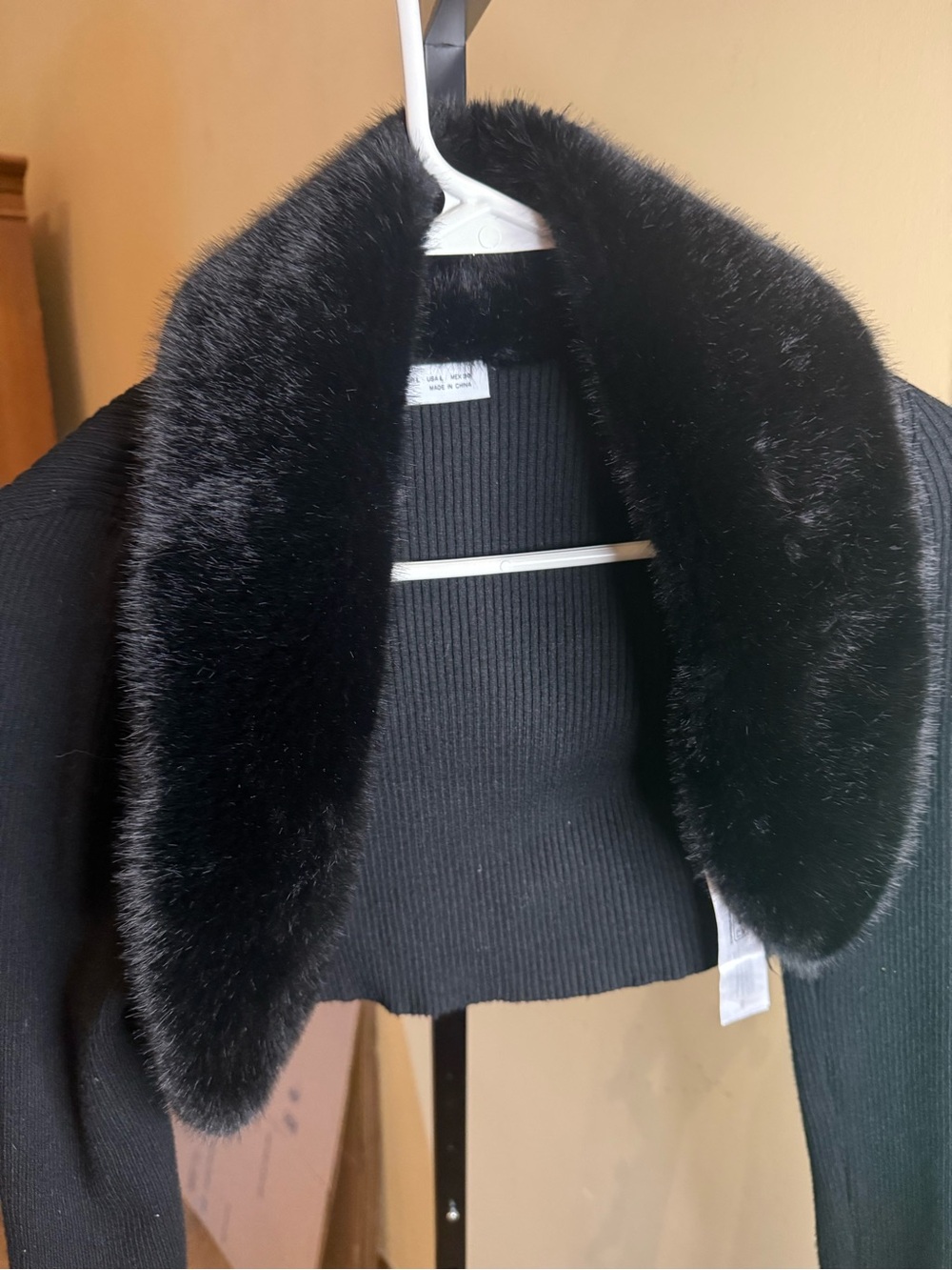 Zara Black Faux Fur-Collar Coat